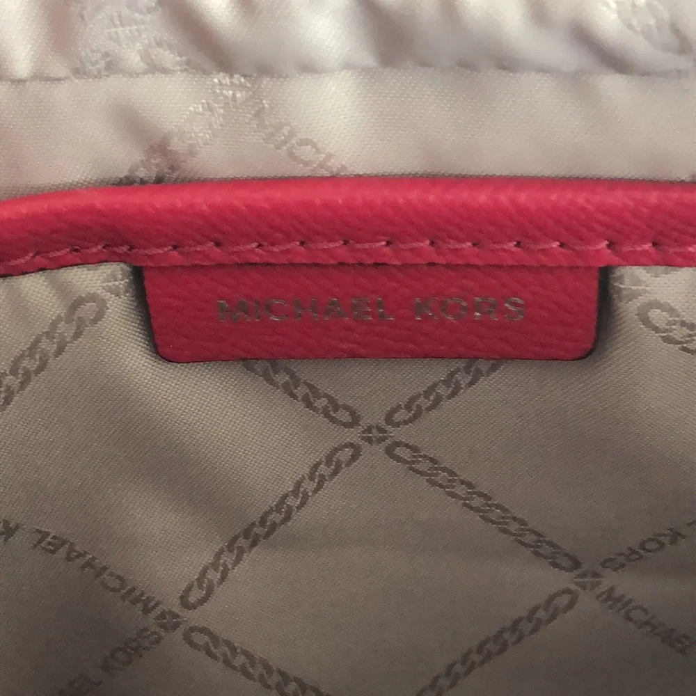 Michael Kors Jet Set Crossbody Raspberry Pink Red Leather MK Crossbo